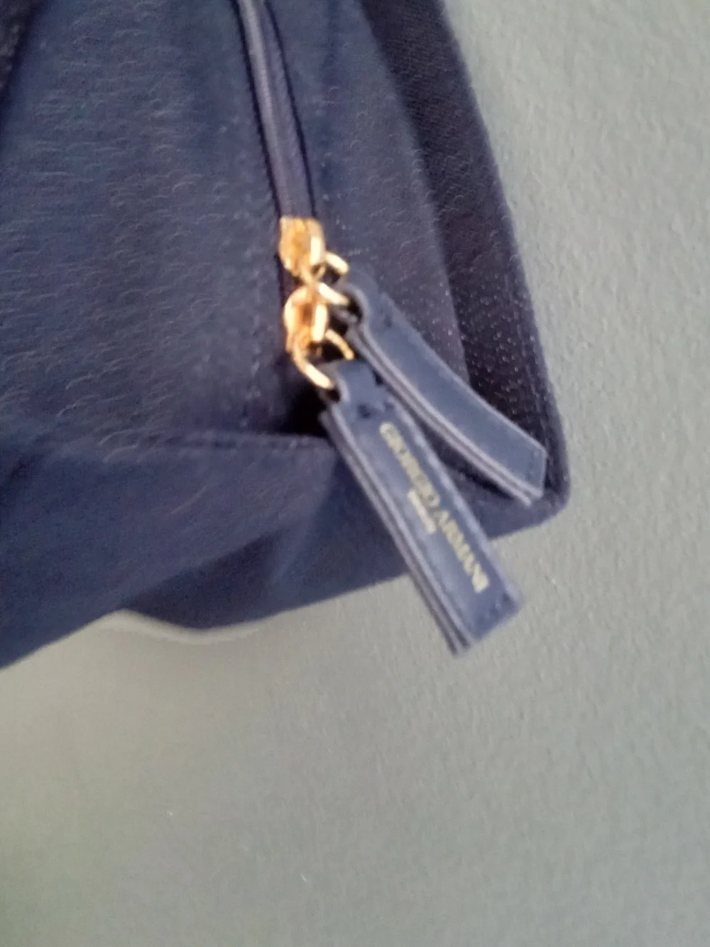 Giorgio Armani Parfums Navy Blue Canvas Cosmetic Bag Pouch GA Logo